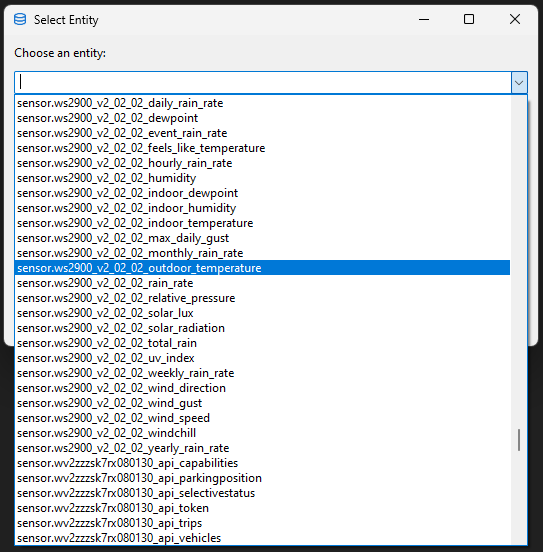 Sensors - select entity